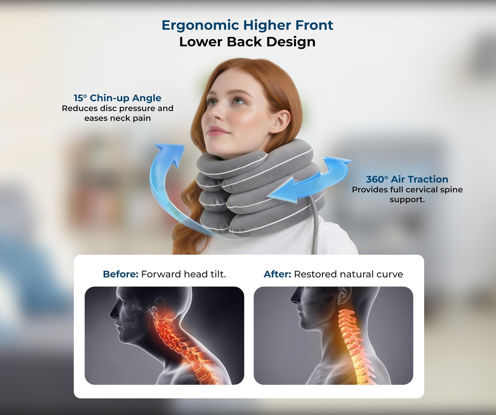 FDA Registered Neck Traction Device for Pain – Inflatable Cervical Neck Stret…