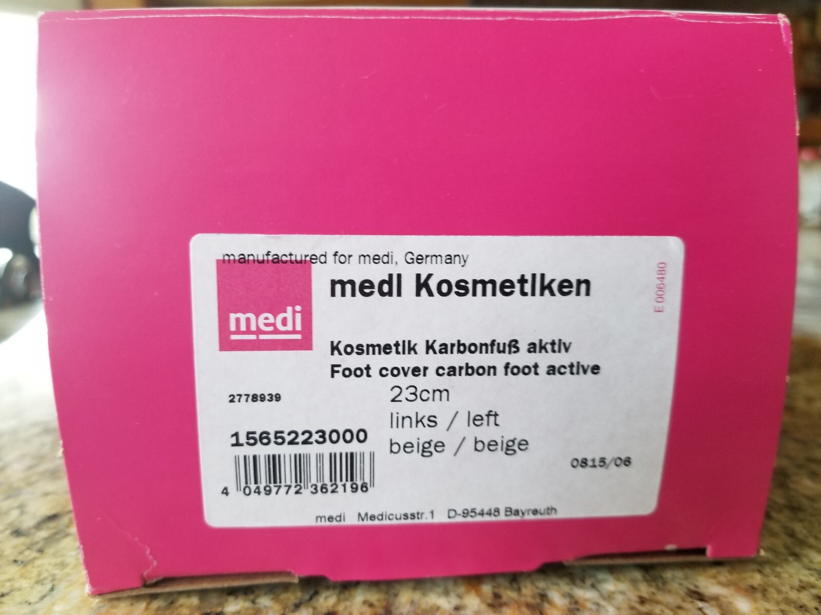 Medi Prosthetic Foot Shell Size 23 LEFT BEIGE Made in Germany
