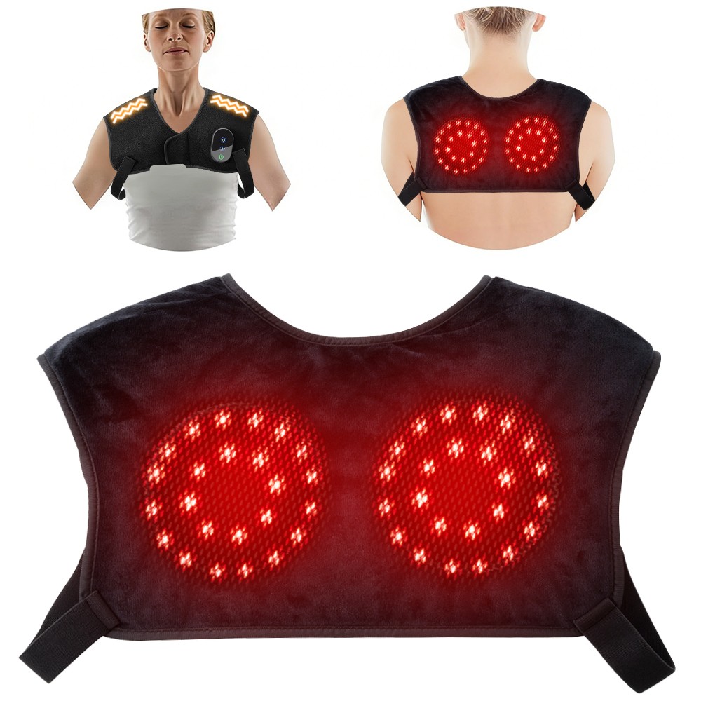 Shoulder Massager Red Light Heating Therapy Shawl Vibration for Back Pain Relief