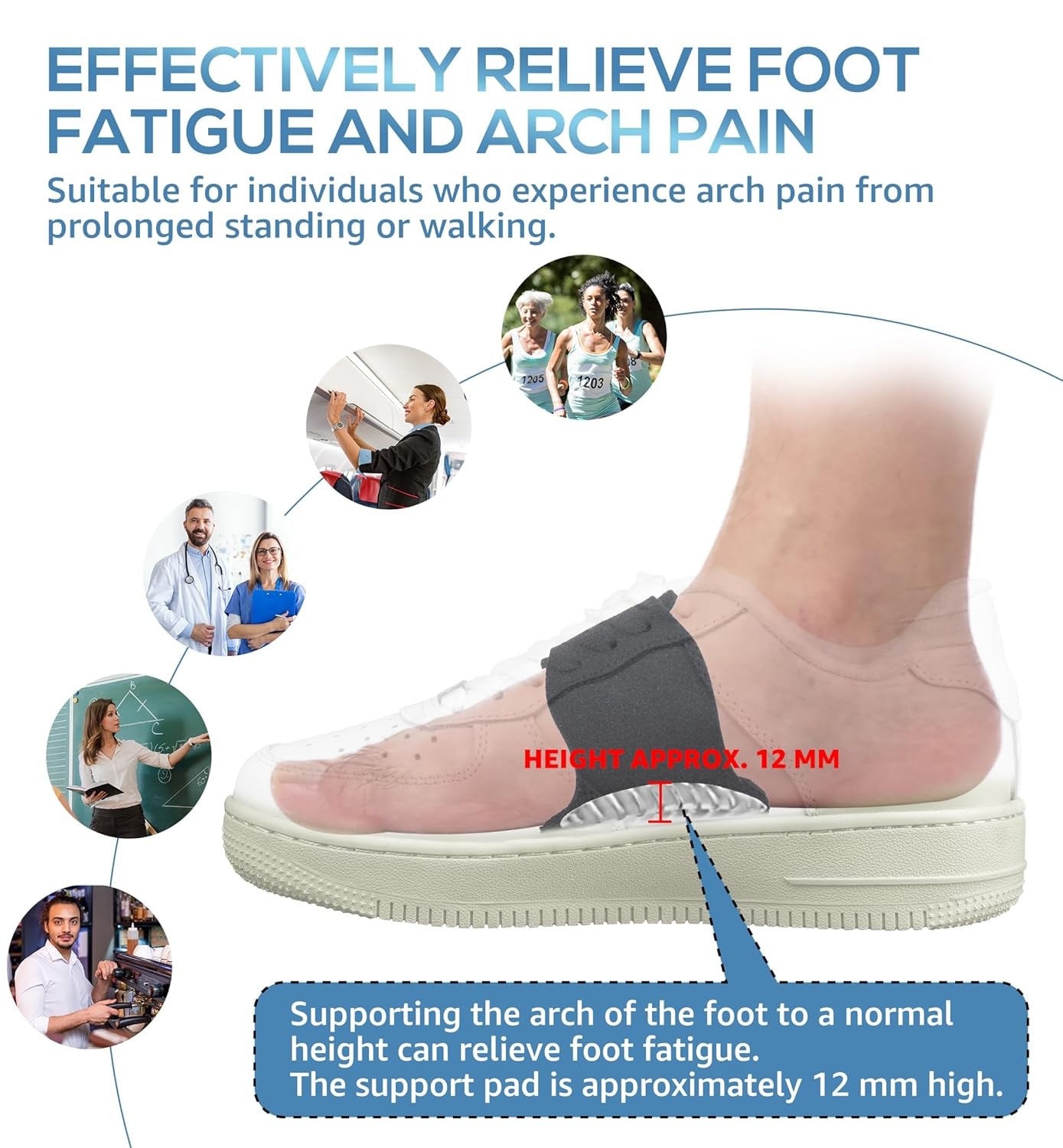 Adjustable Non-Slip Arch Support Wraps – 2 Pack, Soft Elastic Design