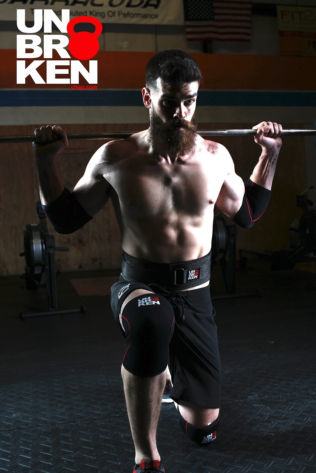 Unbrokenshop.com Reversible 7mm Knee Sleeve for Weightlifting, Medium, Black
