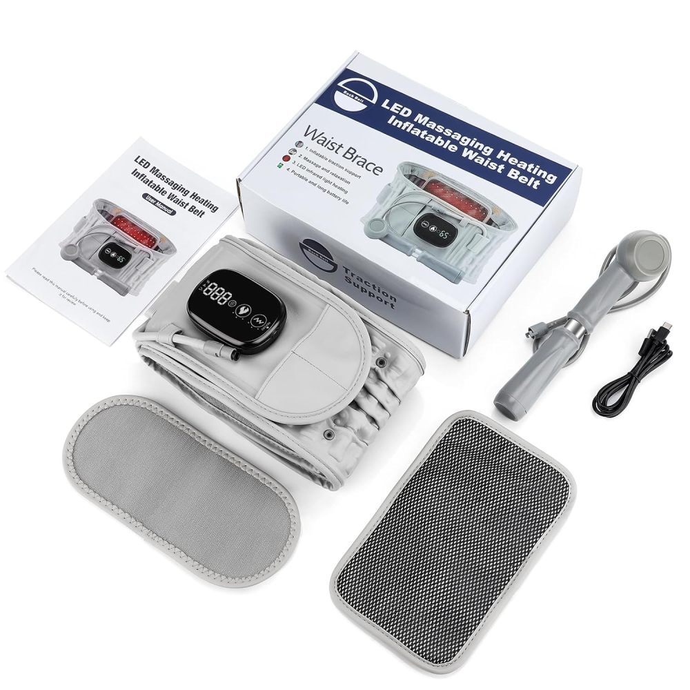 Inflatable Decompression Lower Back Belt Lumbar Support Heated Vibration Massage