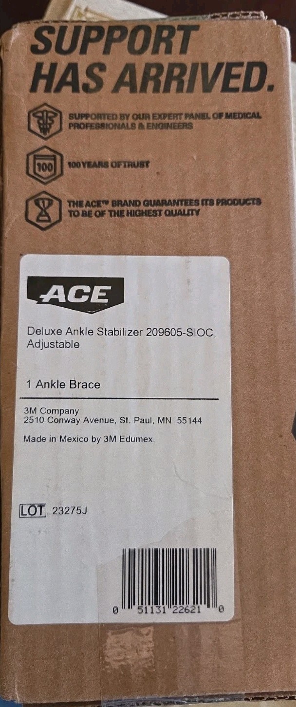 ACE Deluxe ANKLE ADJUSTABLE STABILIZER 209605 Brand New