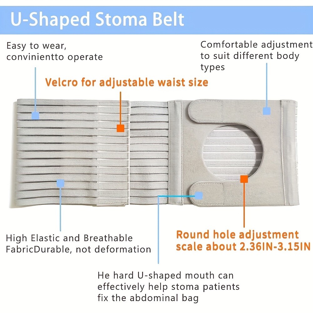 New U-shaped Stoma Adjustable Abdominal Support Belt Comfort for Ostomy Patients