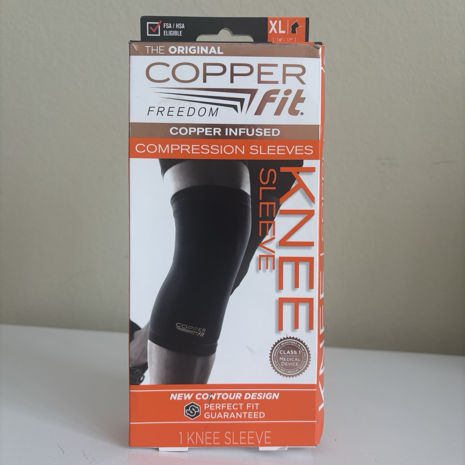 Copper Fit Freedom Copper Infused Compression Knee Sleeve – Size XL – Black