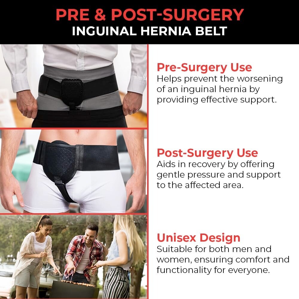 Hernia Support Belt Post Surgery Truss Inguinal Groin Adjustable Waist Strap US