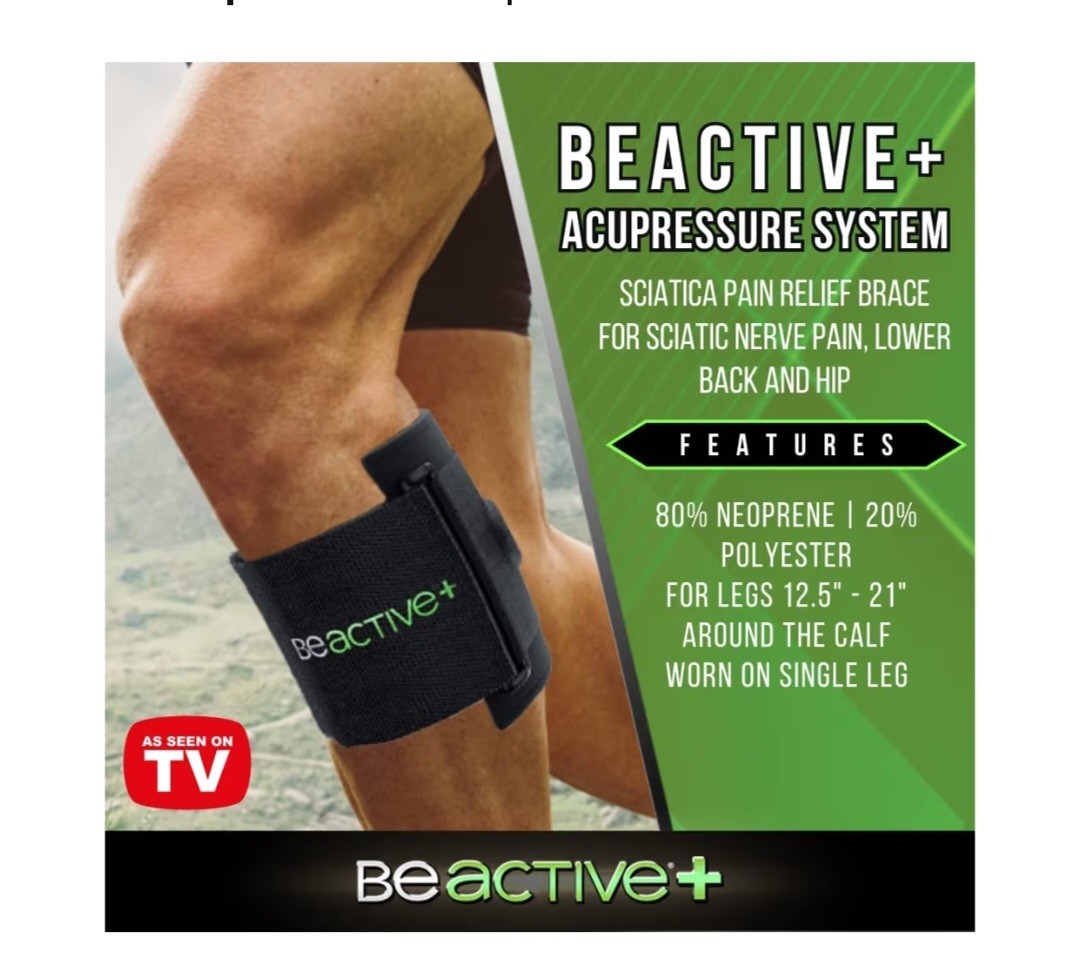 BeActive Plus Adjustable Sciatica Pain Relief Brace Black Neoprene Calf Wrap