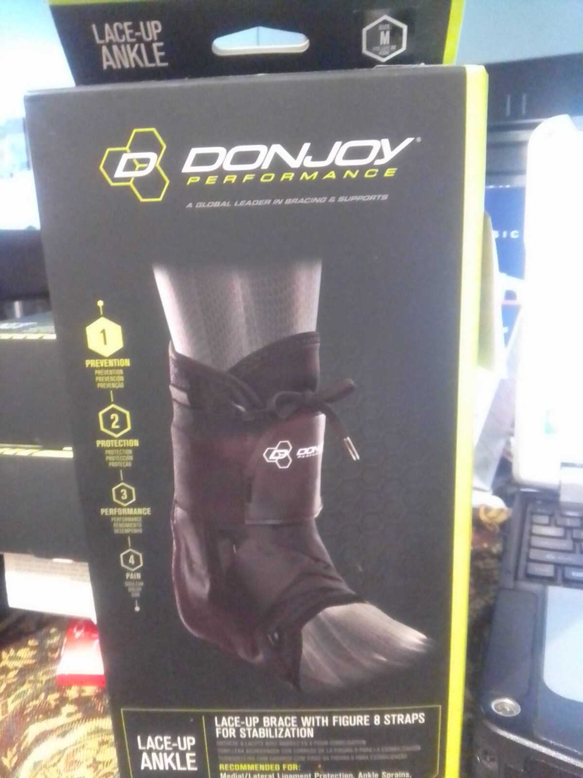 DonJoy Performance Lace-Up Figure-8 Straps Ankle Brace. MEDIUM New in box.