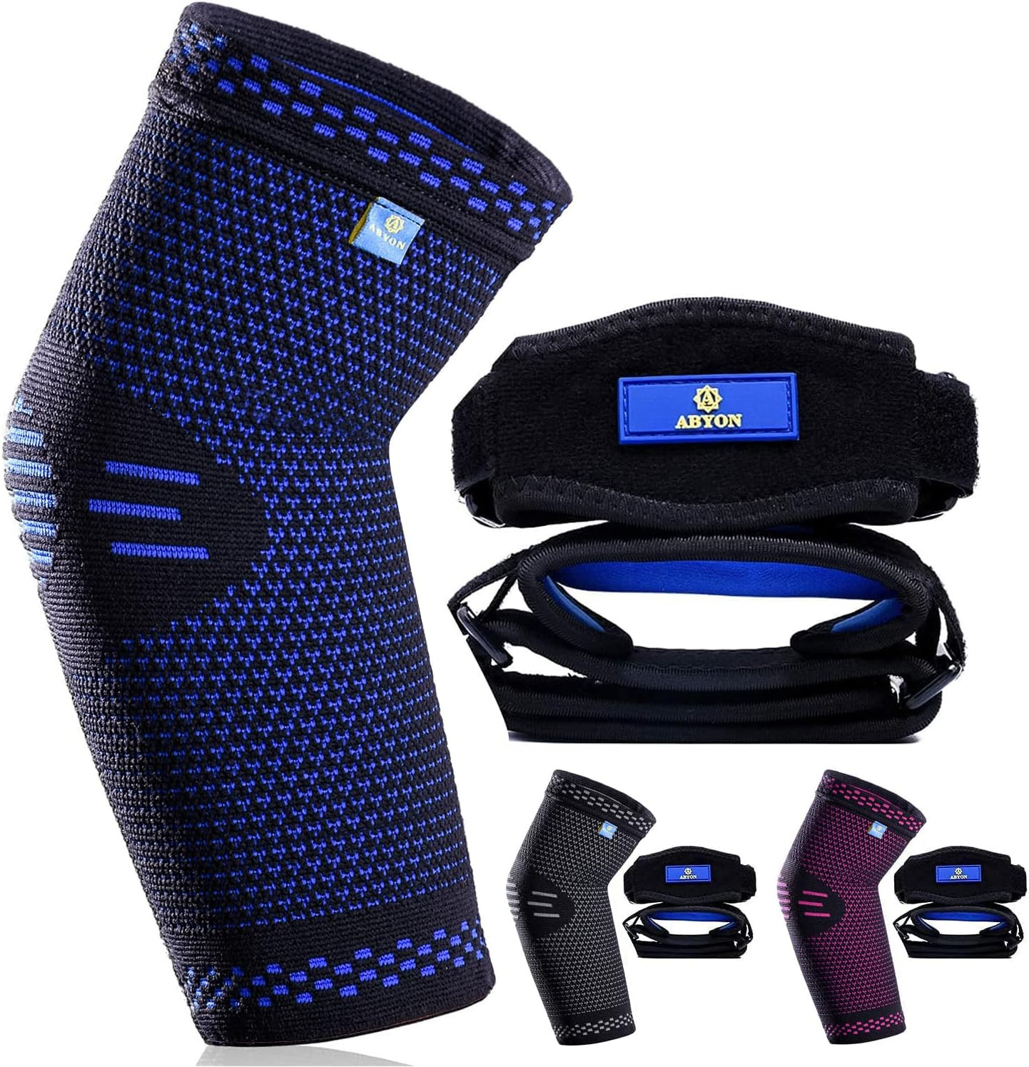 Compression Elbow Support, 1 Piece Compression Sleeve + 2 Pcs Tennis Elbow Pads