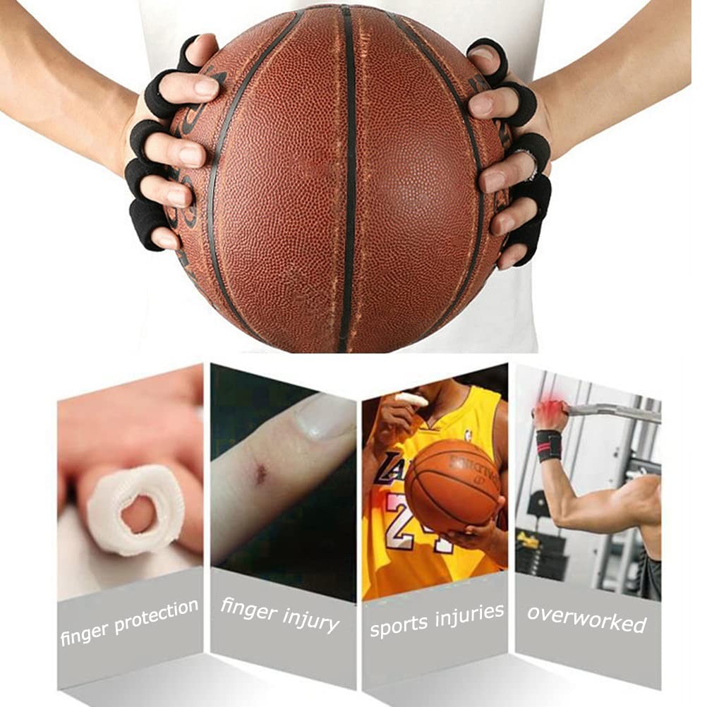 20 PCS Finger Sleeves Protectors Sport Thumb Brace Support Black Red Gear