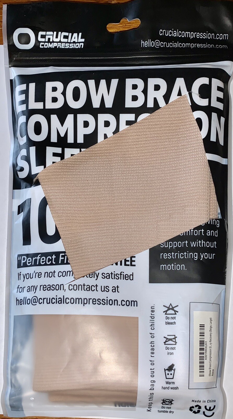 Crucial Compression Unisex Elbow Brace Compression~ 1 Pair Beige Size Large NEW