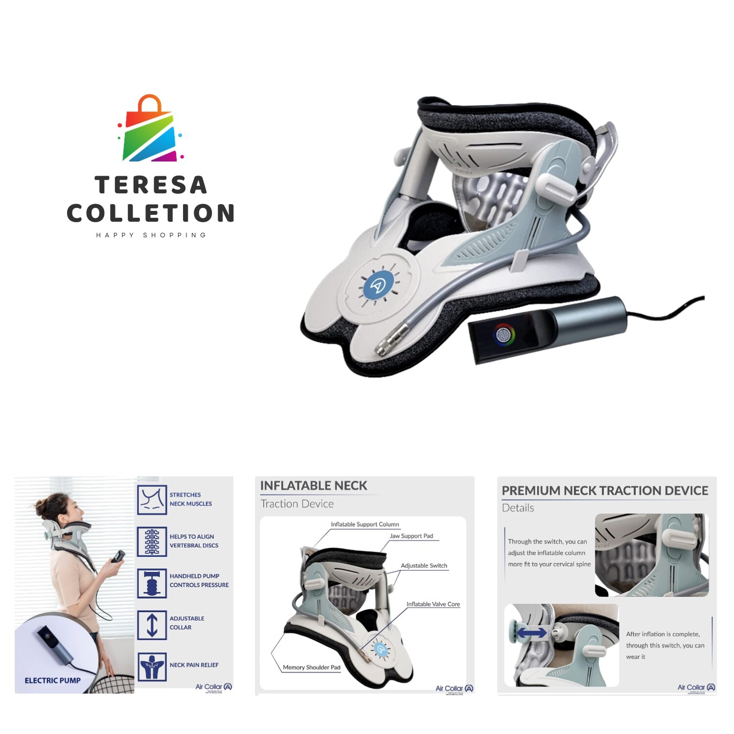 Neck Traction Device by Air Collar – Neck Stretcher – Cervical Traction Devic…