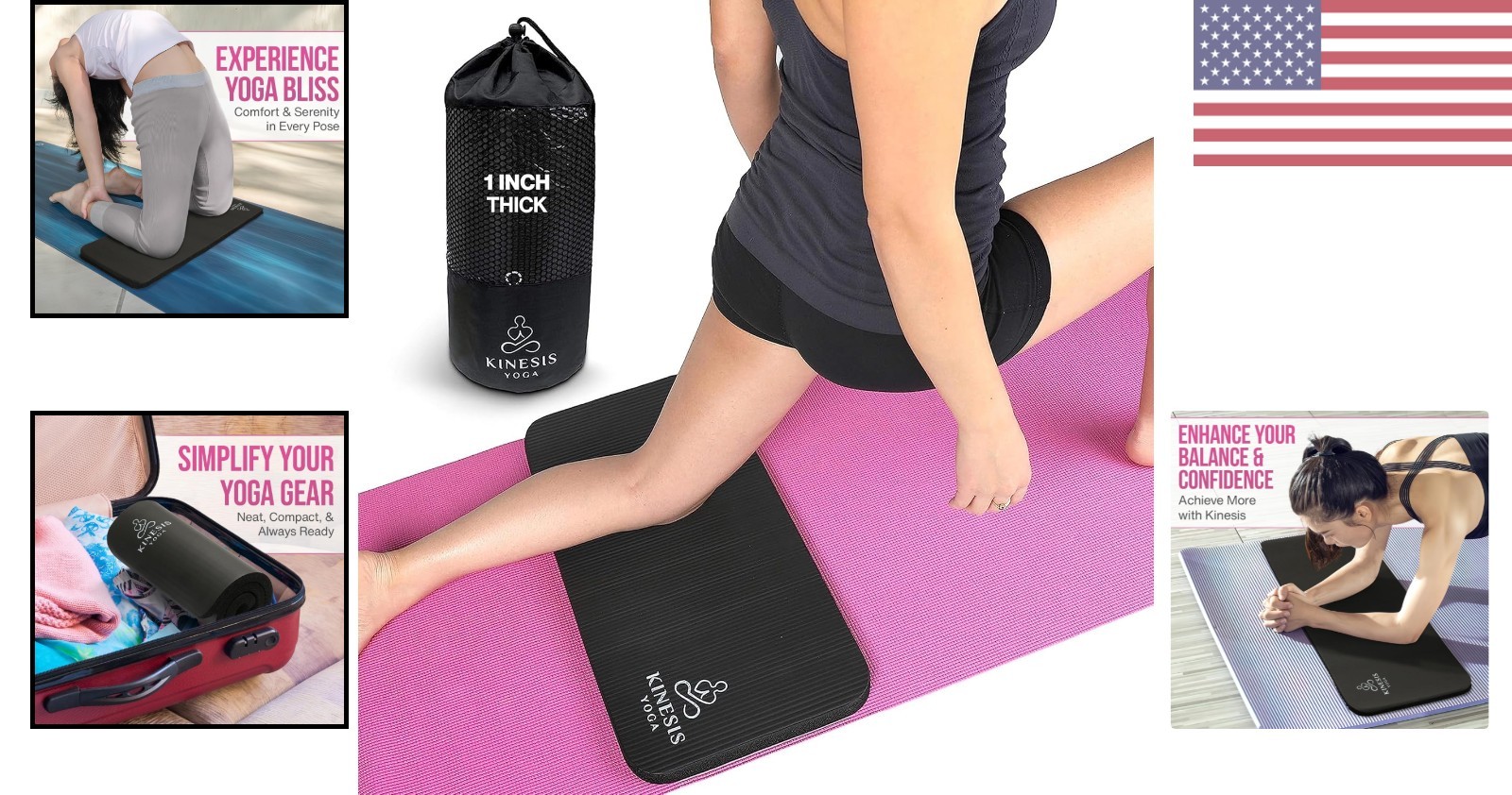 Eco-Friendly Extra Thick Yoga Knee Pad – 1 Inch Cushion with Portable Mesh Bag