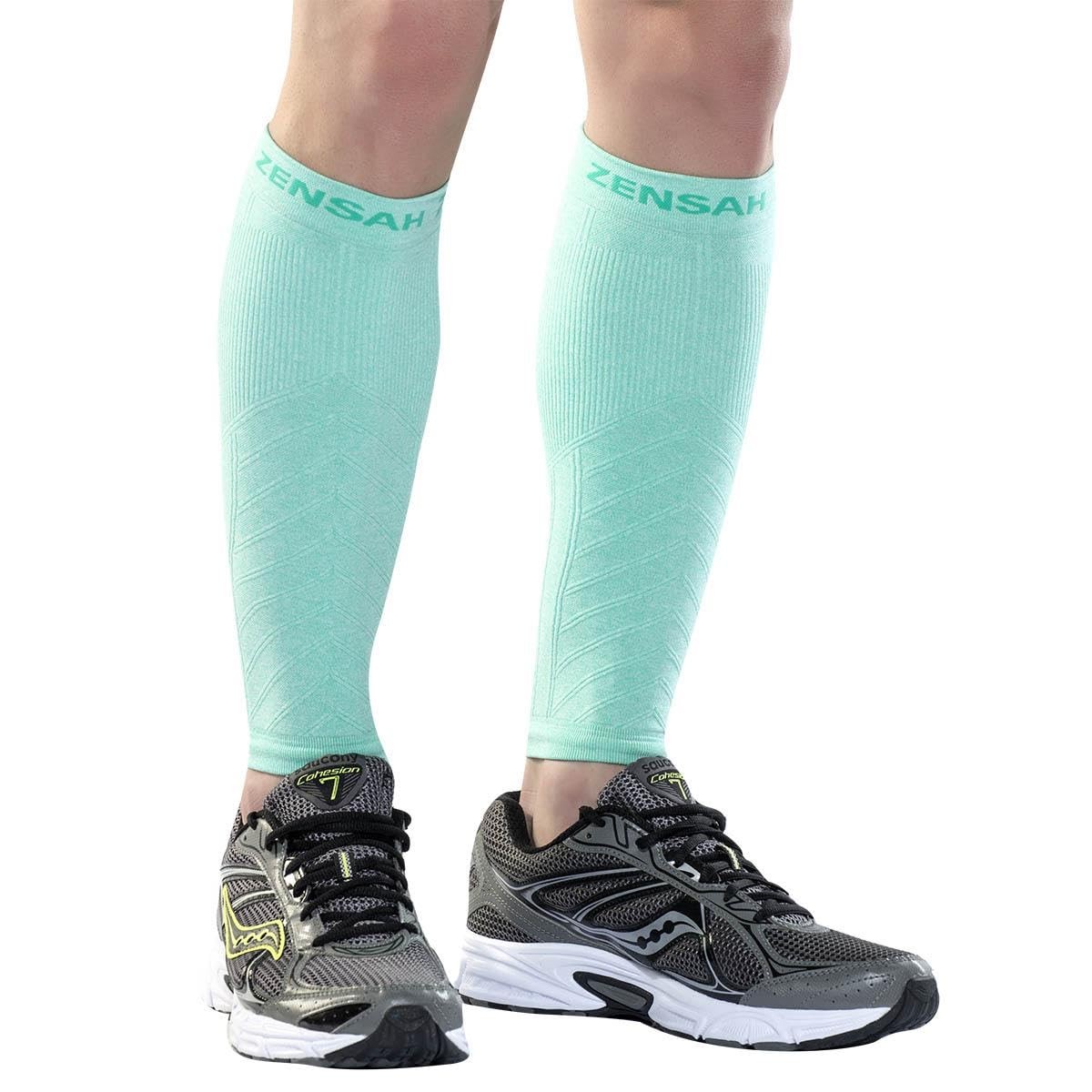 Zensah Running Leg Compression Sleeves – Shin Small-Medium, Heather Mint