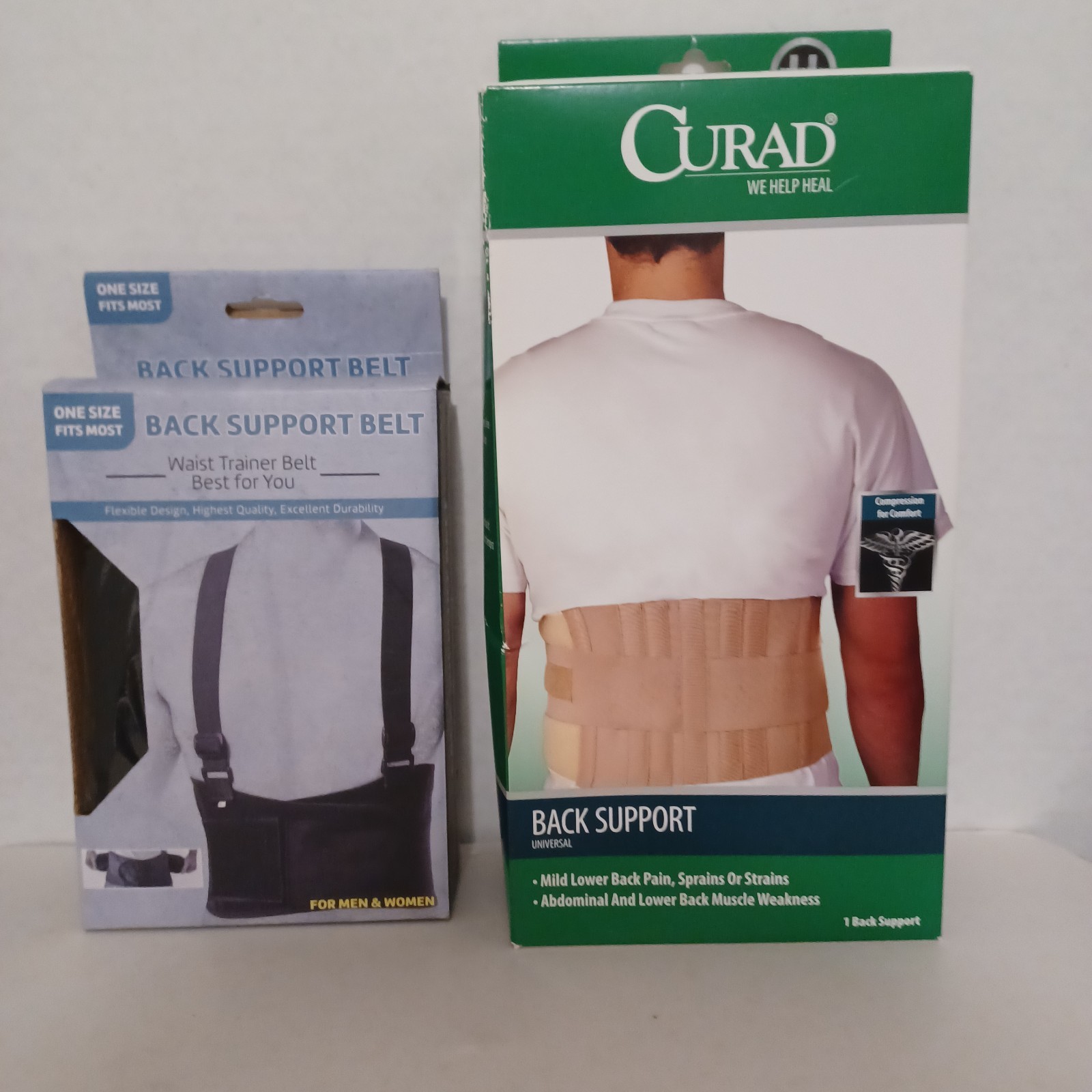 Curad Back Support Universal and Back Support Belt Waist Trainer