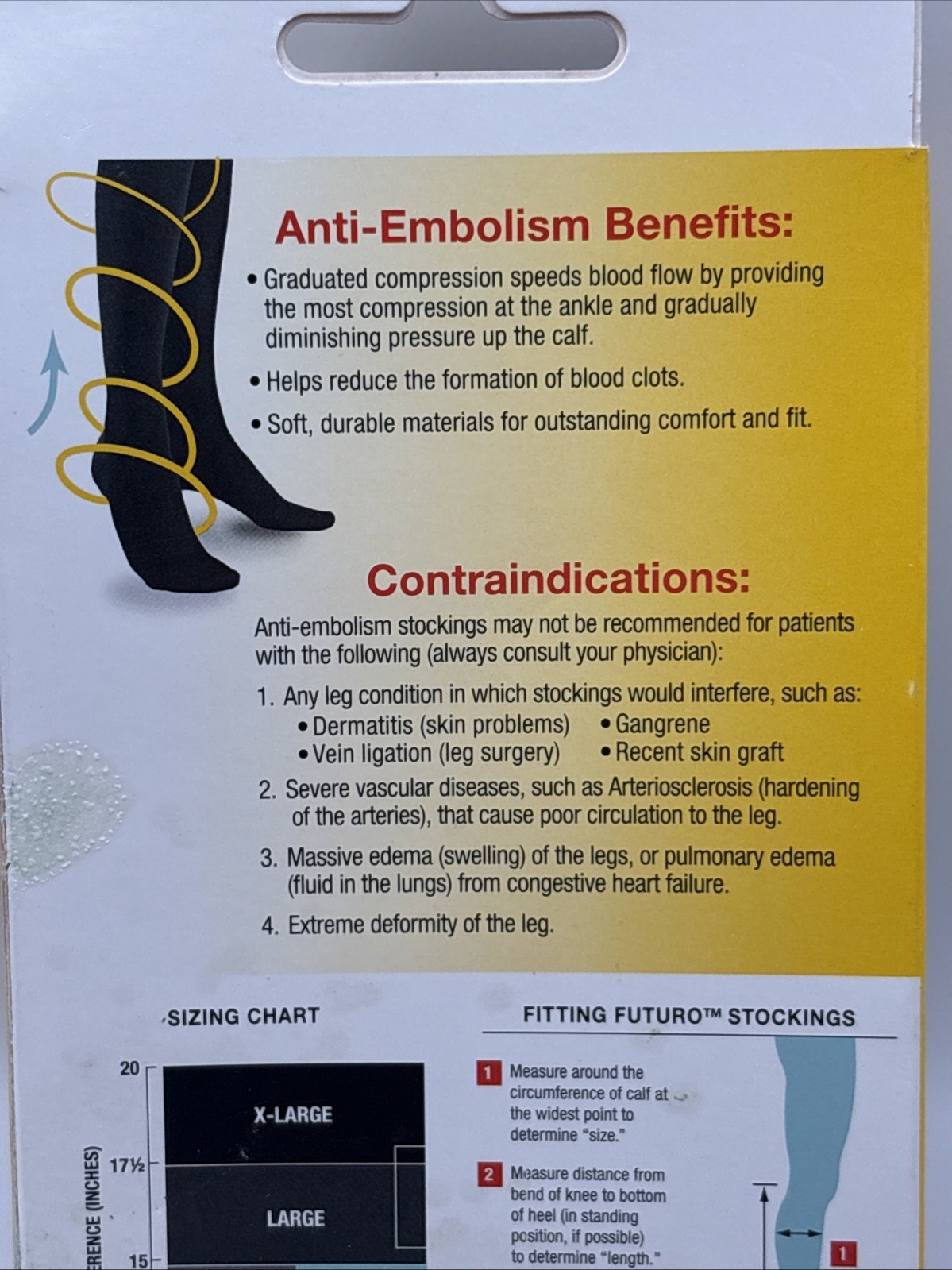 3M Futuro Knee Length Stocking Anti-Embolism Moderate Compression, White Sz: M