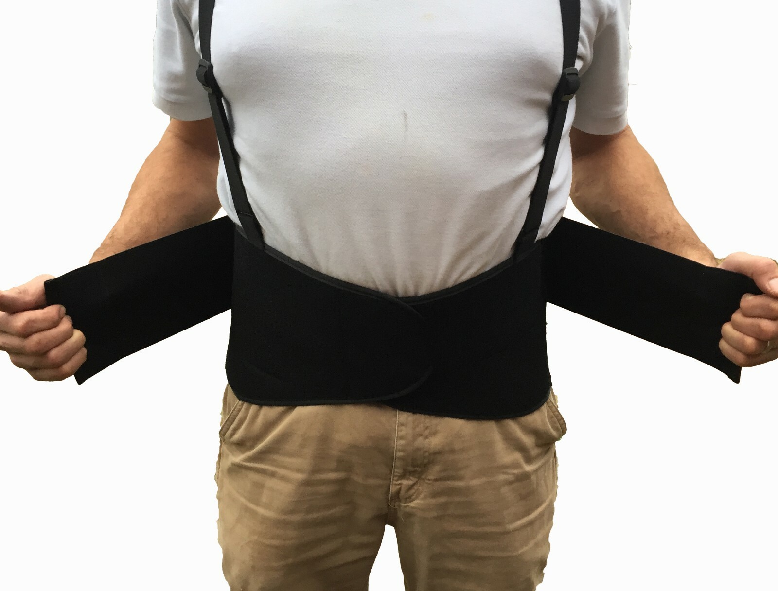 Alpha Medical Industrial Back Support, Lower Back Brace with Attached Suspenders