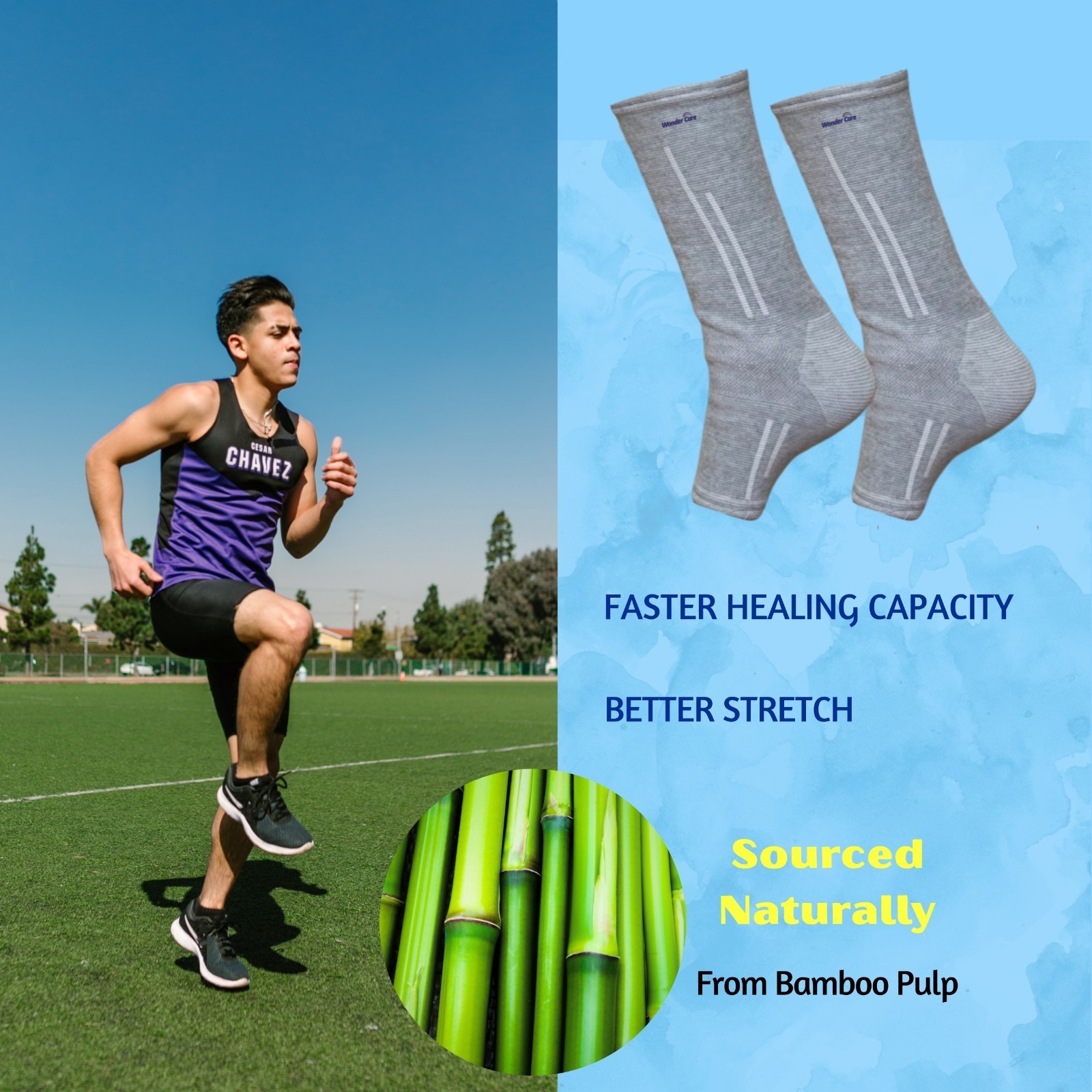 1 PAIR BAMBOO COMPRESSION ANKLE SUPPORT BRACE GUARD ARTHRITIS PAIN SPORTS