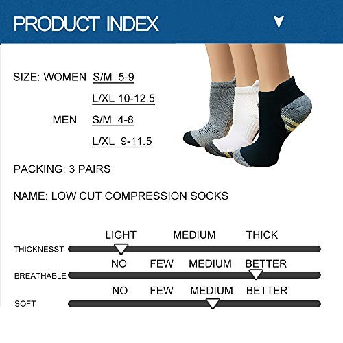 Copper Compression Socks Large-X-Large A4 – 3 Multicolour – No Show – 3 Pairs