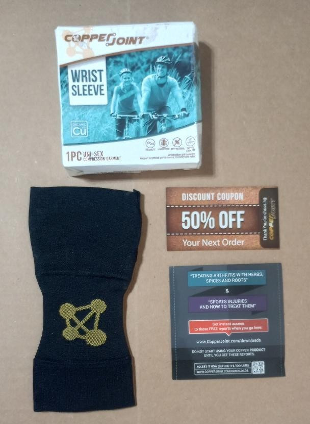 NEW CopperJoint Wrist Sleeve Compression Garment Black (Small / Left) Free Ship