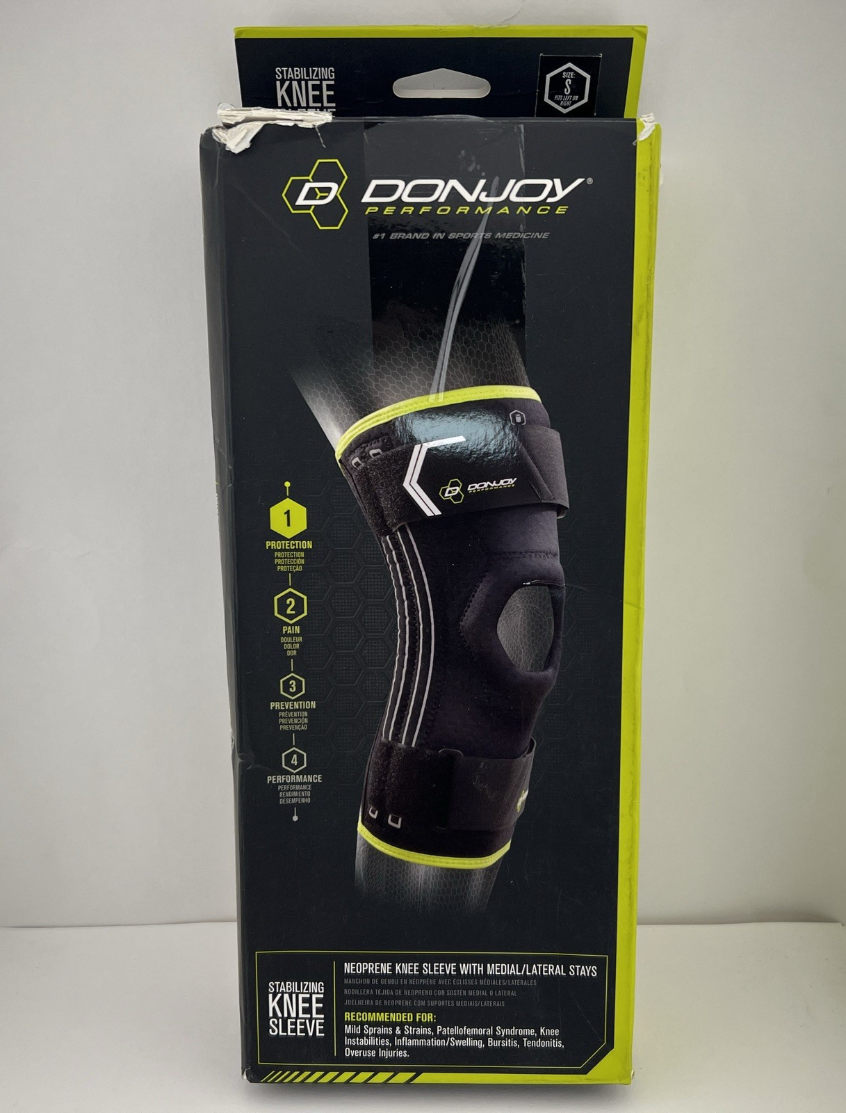 DONJOY Neoprene Stabilizing Knee Sleeve with Medial Lateral Stays, SMALL, Black