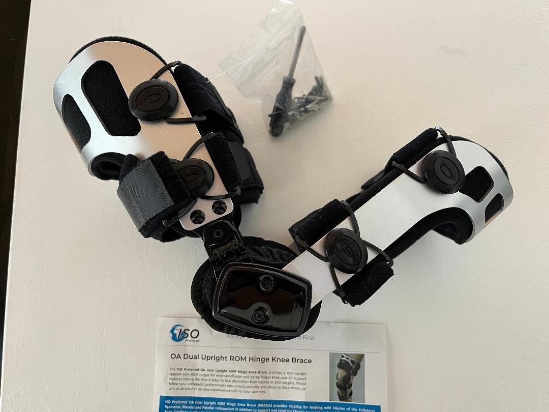 ISO Preferred OA Dual Upright ROM Hinge Knee Brace Post-Op Ligament S/LT New