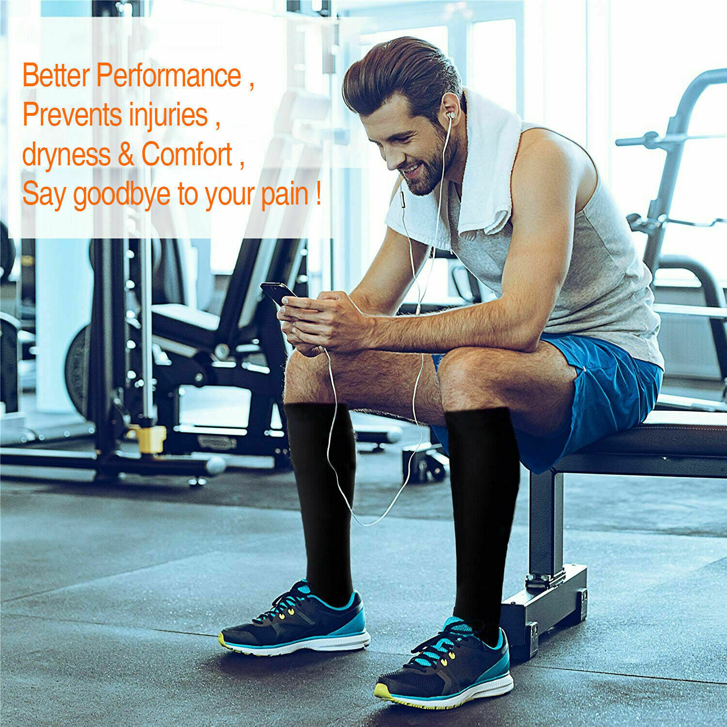 1 – 3 Pairs Copper Compression 20-30mmHg Graduated Support Socks For Mens Womens