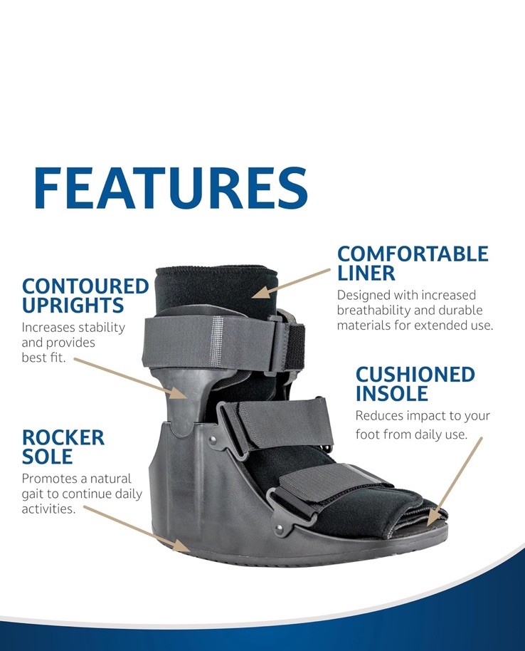 United Ortho USA14015 Short Cam Walker Fracture Boot, Medium, Black