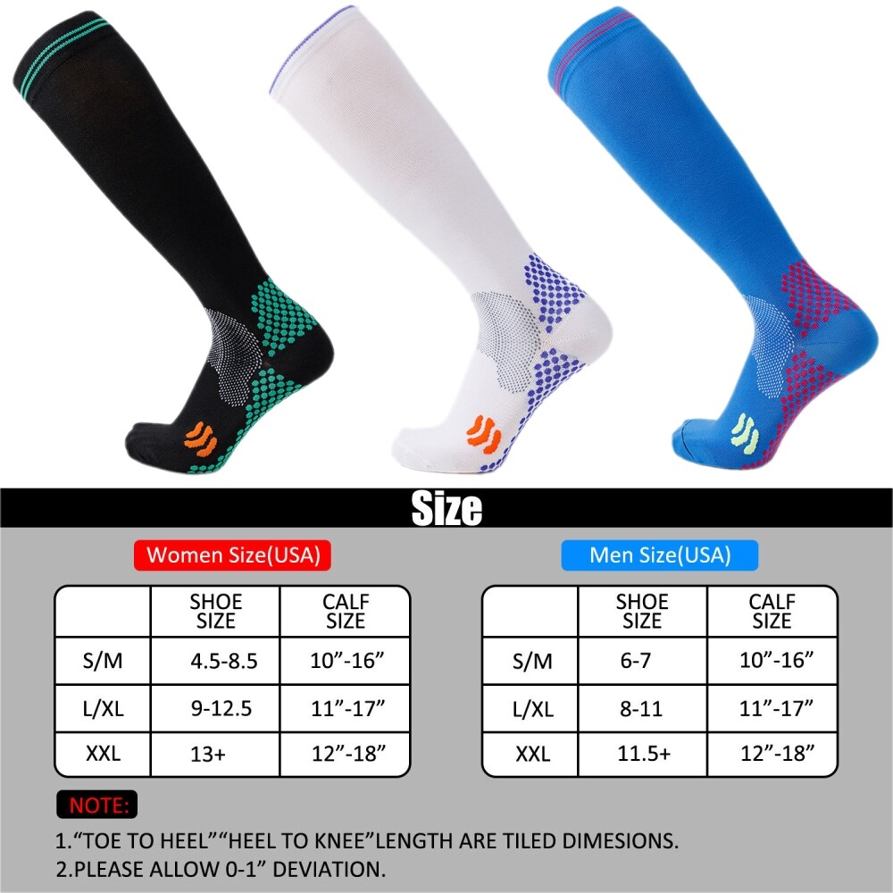 Compression Socks 20-30 mmHG Graduated Mens or Womens S-XL High Compression
