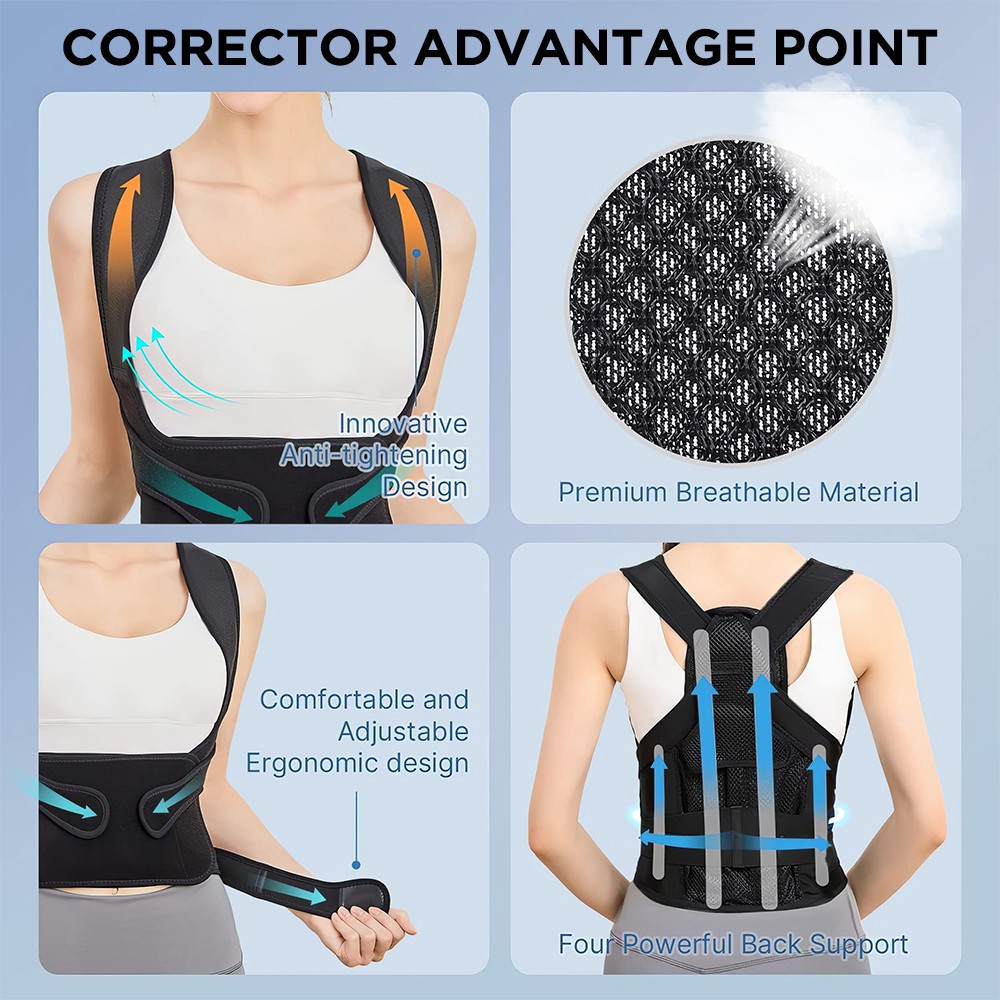 Posture Corrector Upper Lower Back Brace Lumbar Support Shoulder Pain Relieve US