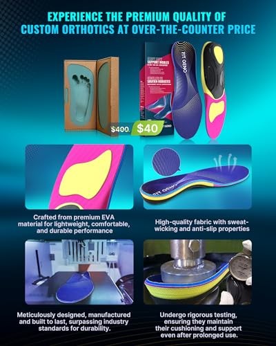 FIT GENO HIGH ARCH SUPPORT PLANTAR FASCIITIS INSOLES: HEAVY DUTY SHOE – 9 WOMENS