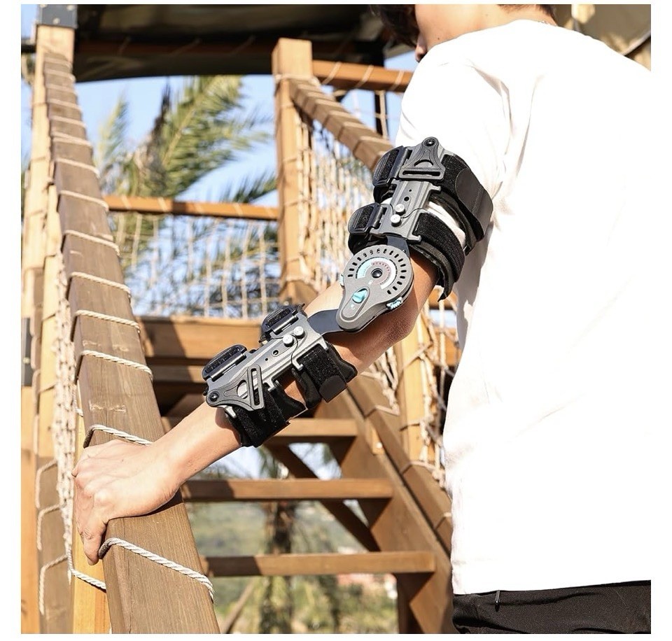 Komzer Hinged Elbow Brace,Adj.Post OP ROM Elbow Brace After Surgery (Left)