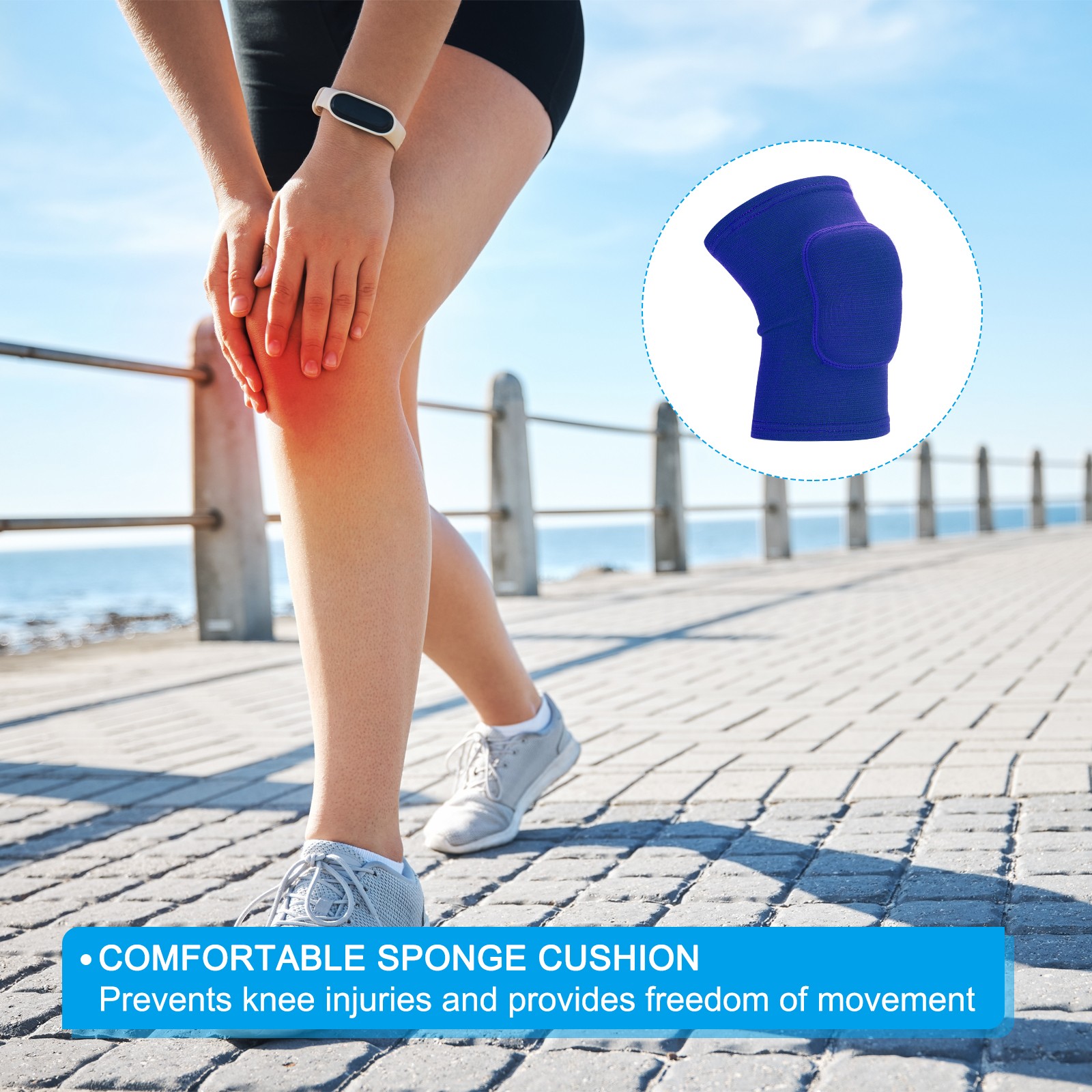 2 Pcs S Dance Knee Pads Ski Knee Pads Volleyball Protective Sponge Brace Blue