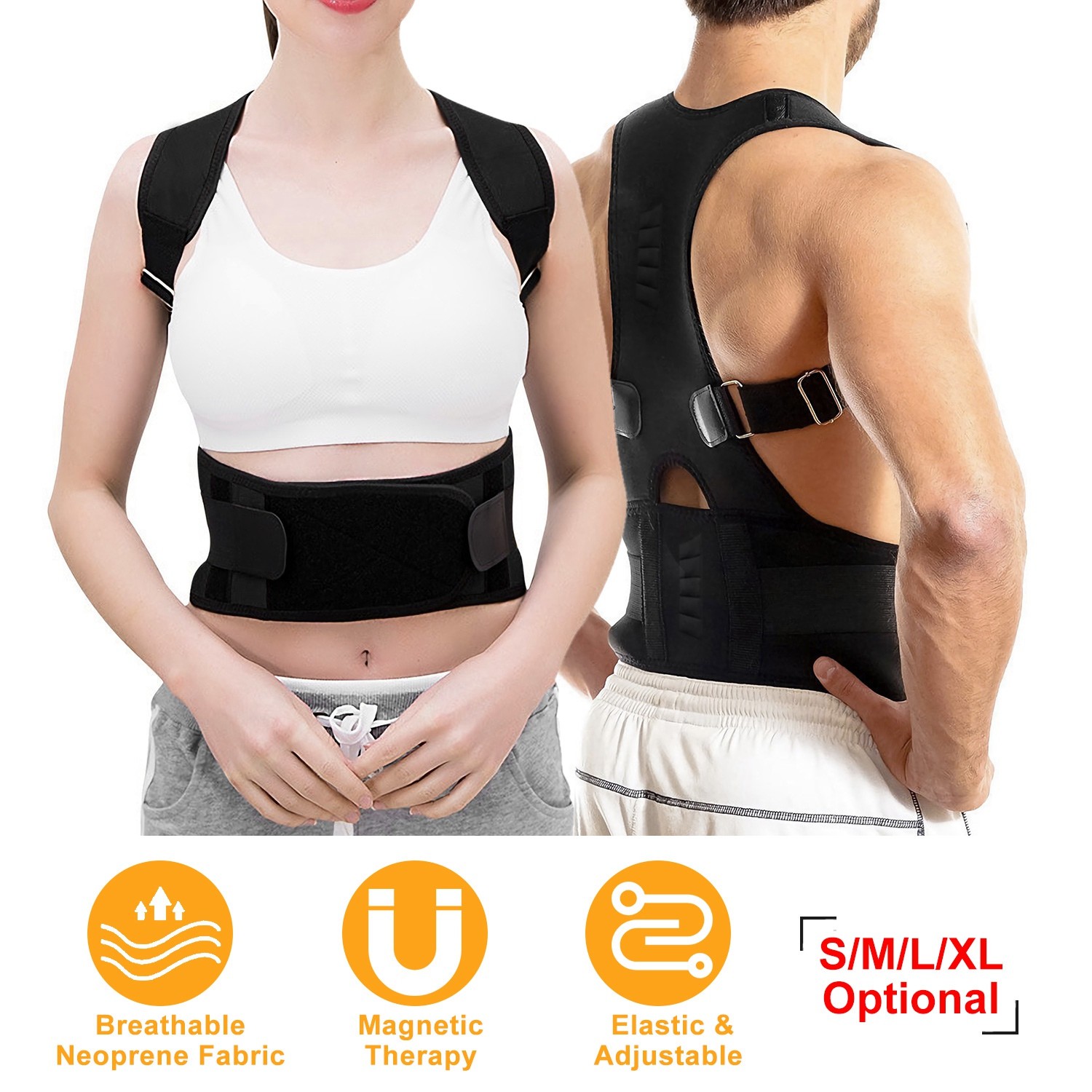 Adjustable Magnetic Posture Corrector Back Lumbar Support Brace Belt