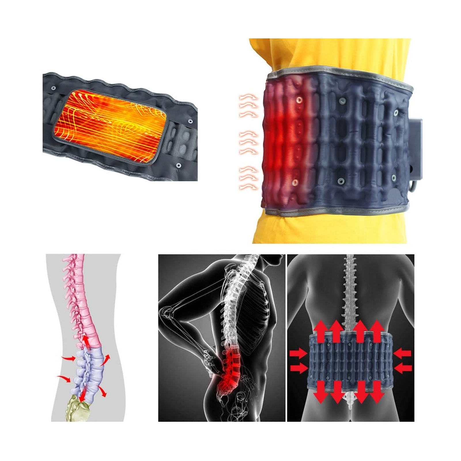 Cordless Heating Decompression Back Belt for Lower Back Pain Relief, Inflatab…