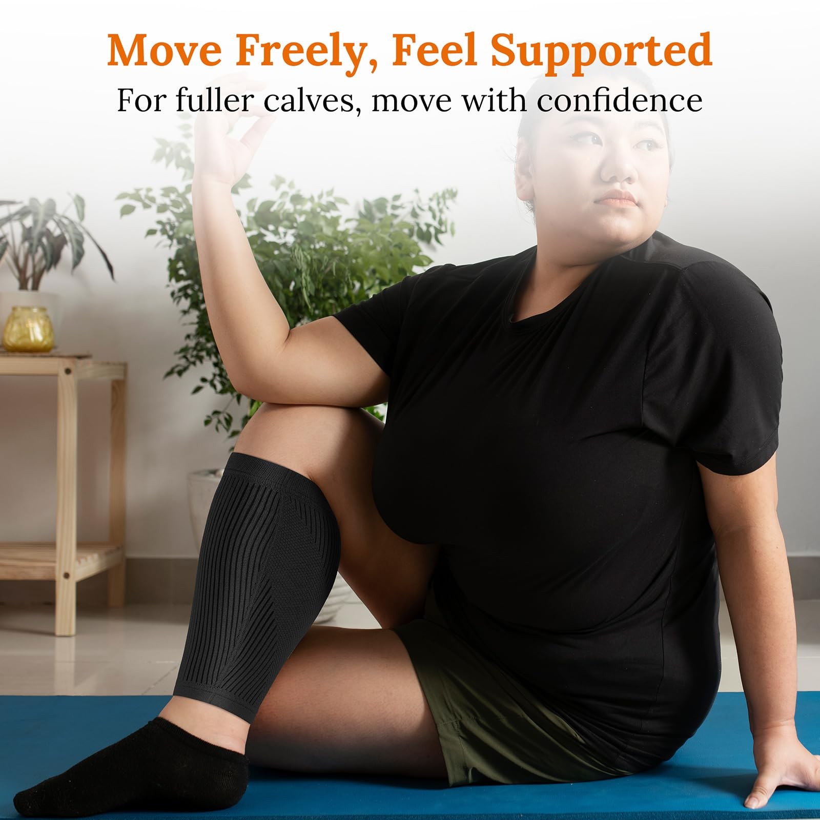 Plus Size Calf Compression Sleeves for Men & Women – Wide Fit, Real Hyper-Ela…