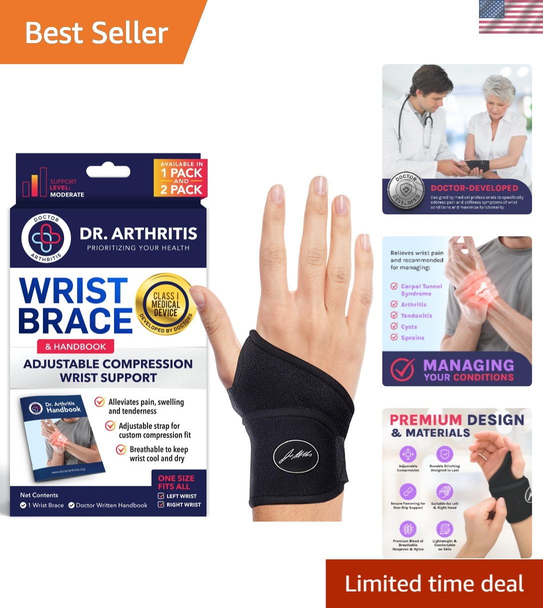 Compact Doctor Developed Wrist Wrap for Pain Relief – Ideal for Weightlifting
