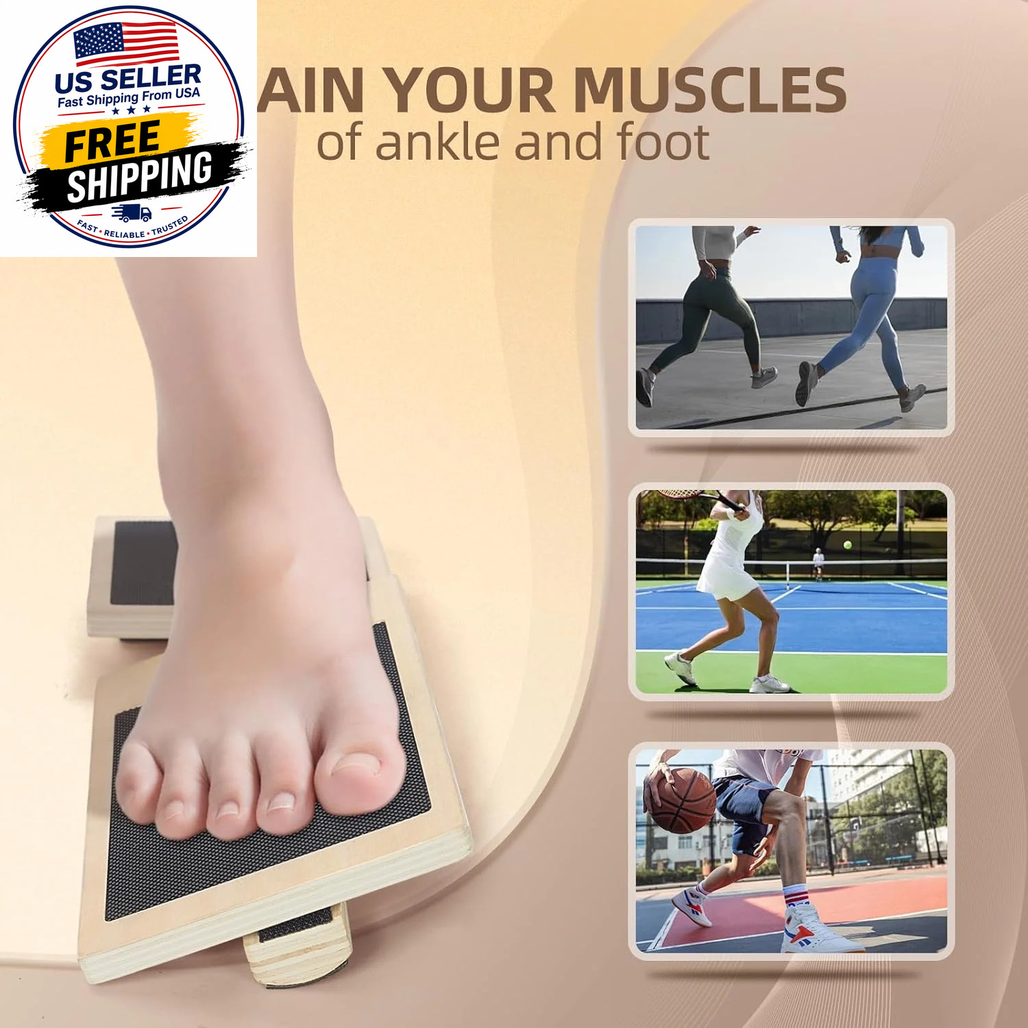 Ankle Strengthener Exerciser for Sprained, Single Foot Balance Board, Non-Slip W