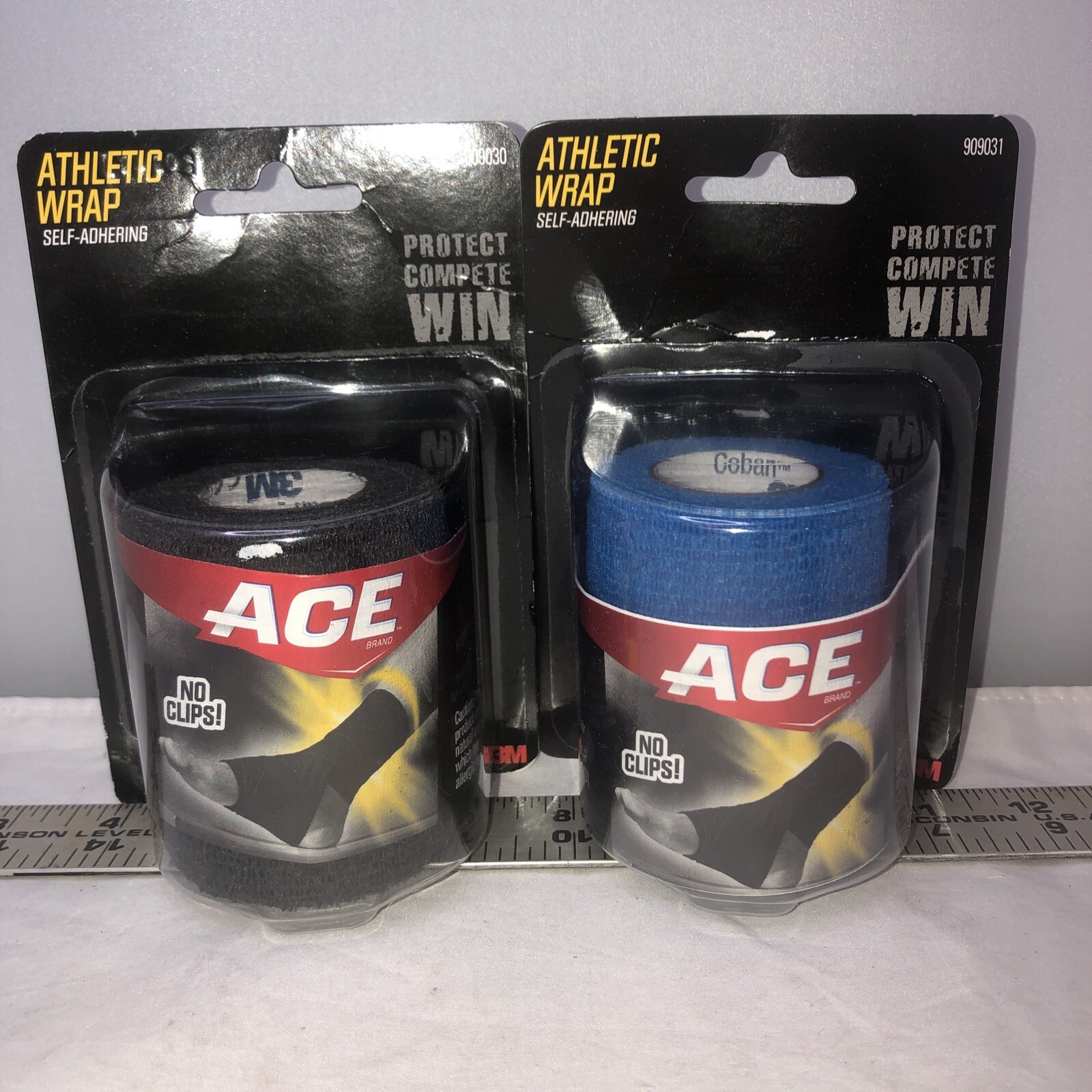 Ace Athletic Wrap, 2 Pack. One Black One Blue New