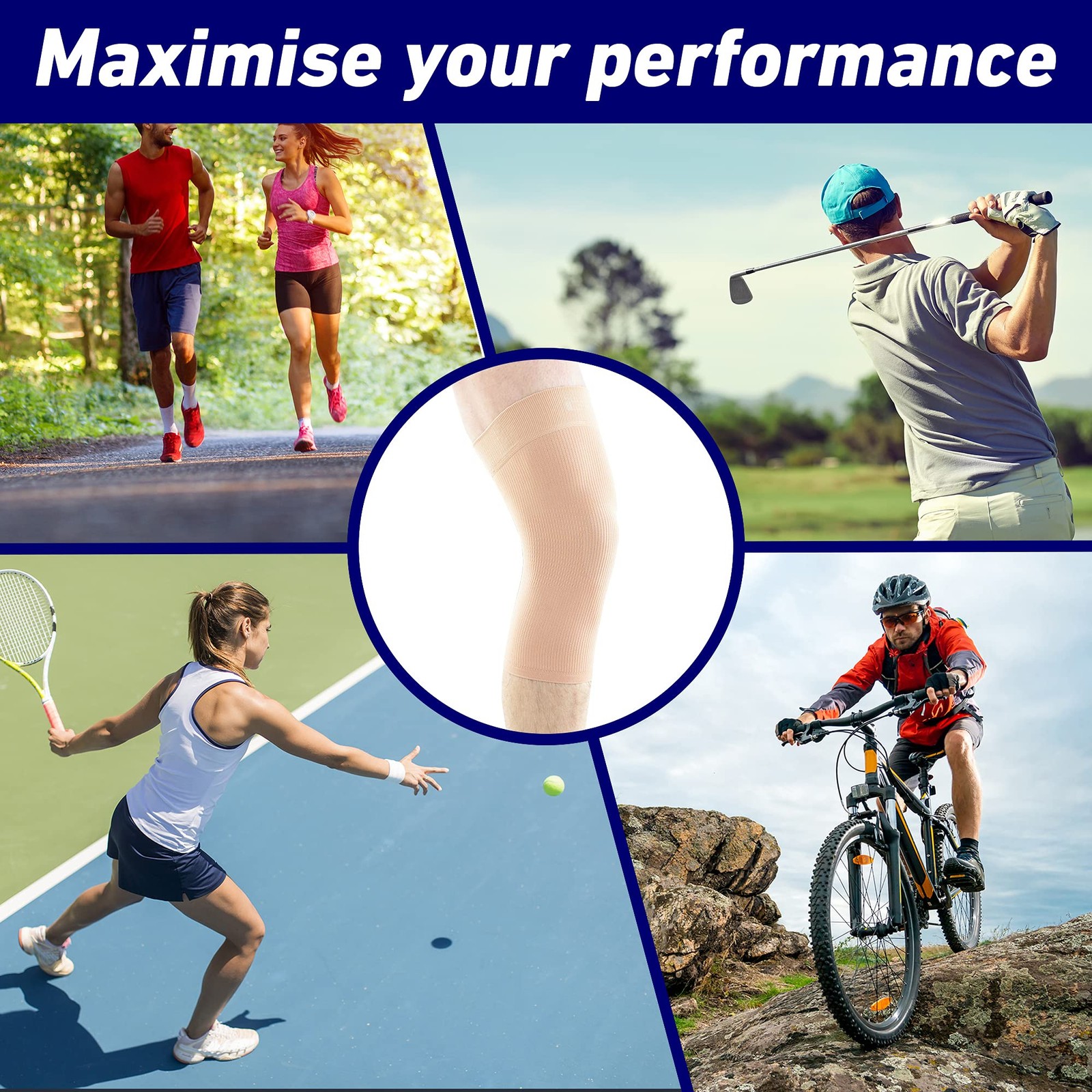 Airflow Knee Sleeve Compression Support Brace Sprains Strains Daily Sports Gym