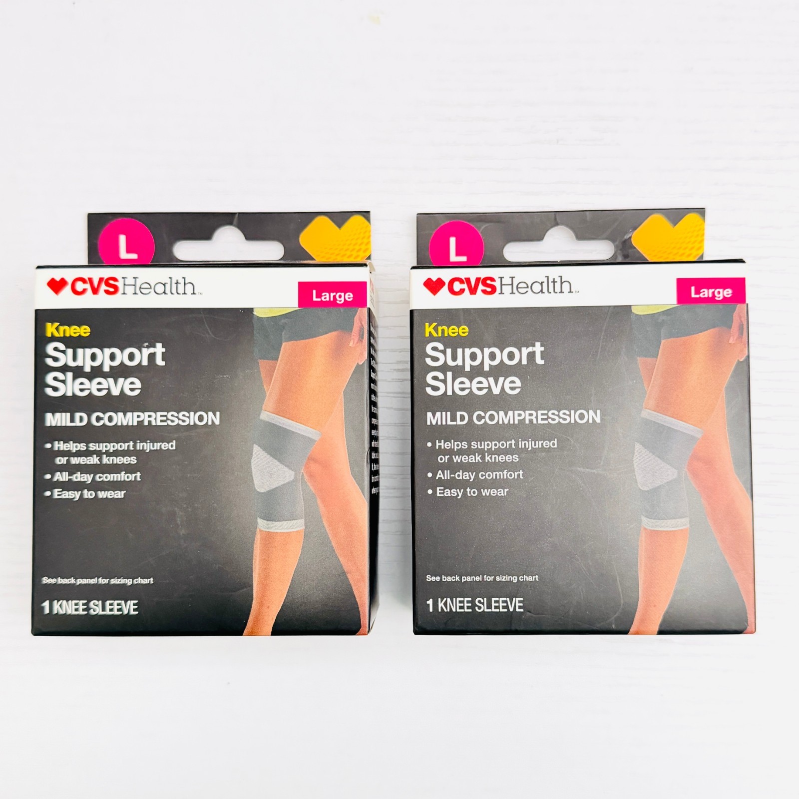 2 X CVS Health Knee Support Sleeve, Large NEW