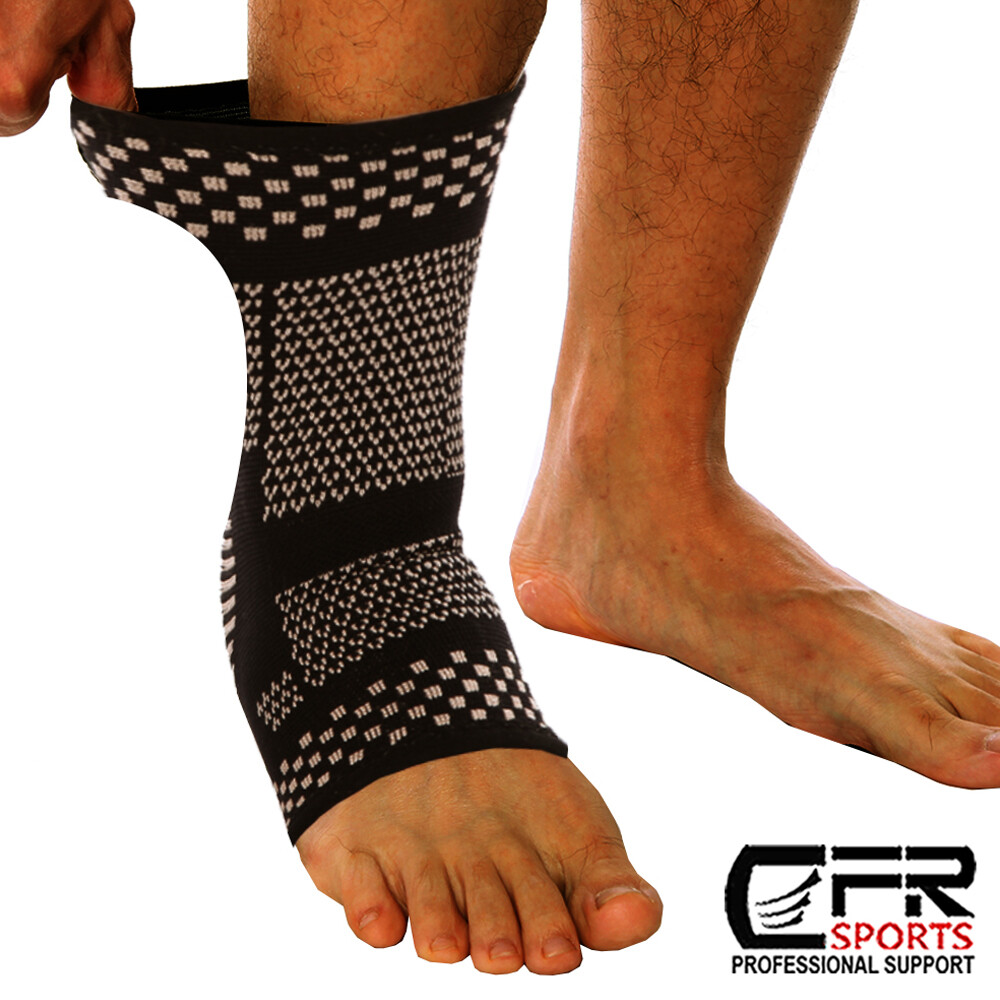 Copper Ankle Support Brace Compression Sleeve Foot Pain Relief Jogging Sprain HG