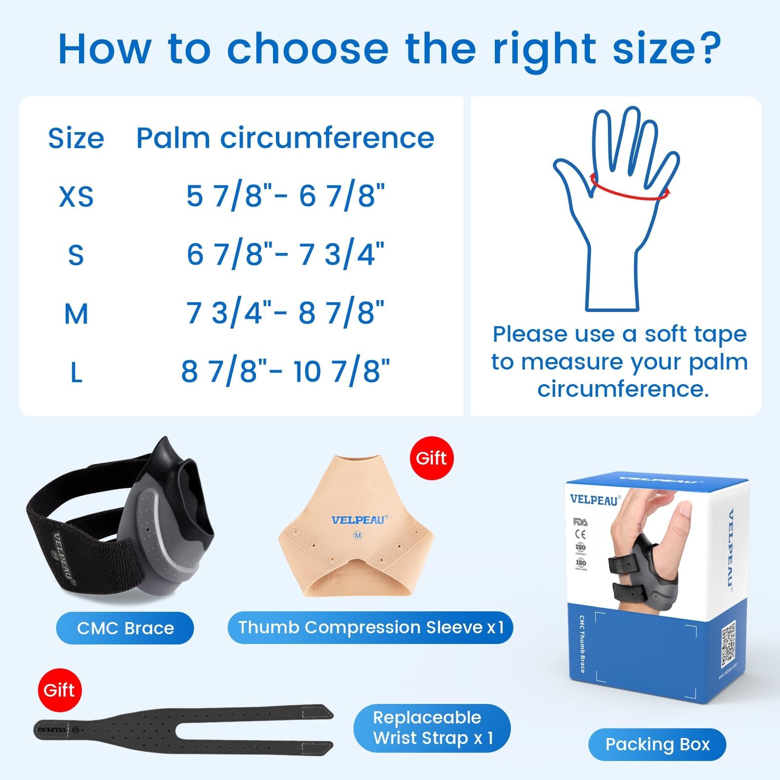 Thumb Arthritis Support Brace – CMC Joint Stabilizer with Compression Sleeve – R
