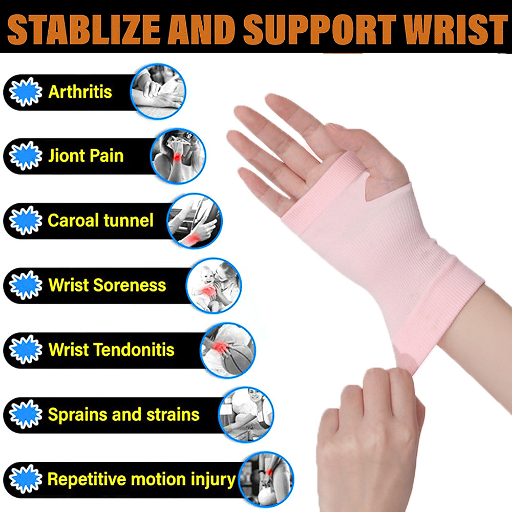 2 Pcs Wrist Brace Support Compression Sleeve Arthritis Gym Carpal Tunnel Hand US