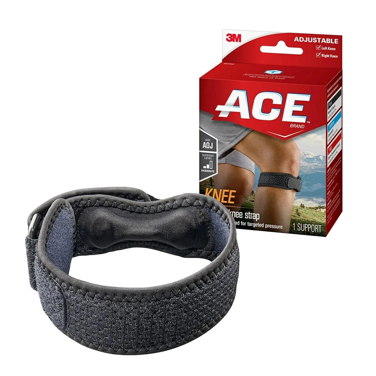 Ace Brace Runner’s Knee Strap Adjustable One Size Gel Pad for Targeted Pressure
