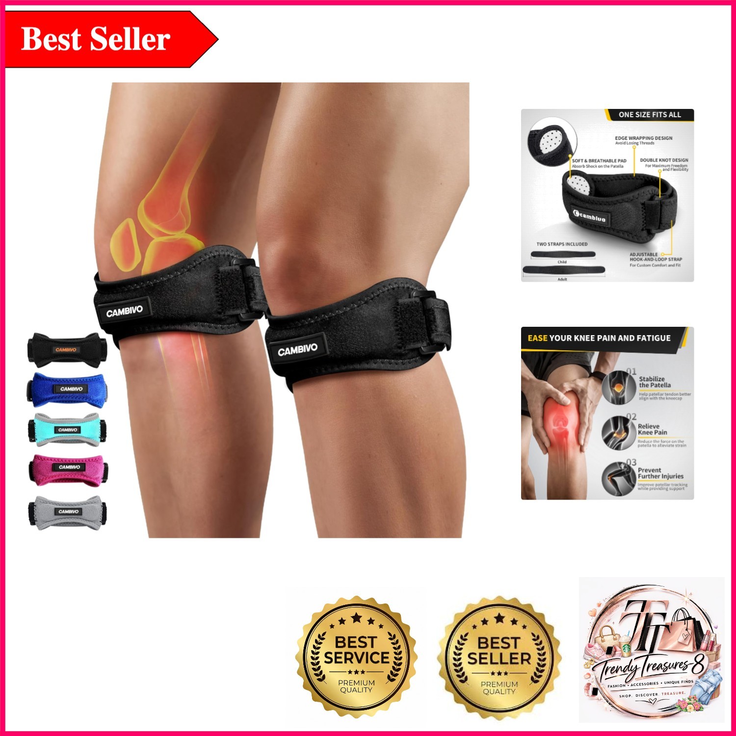 Active Support Knee Straps – Dual Pack for Pain Relief & Stability
