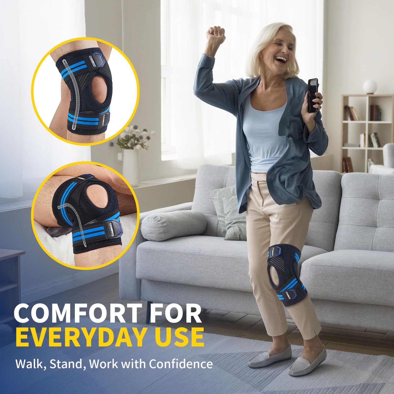 Knee Brace for Knee Pain with Side Stabilizers for Women and men, Compression…