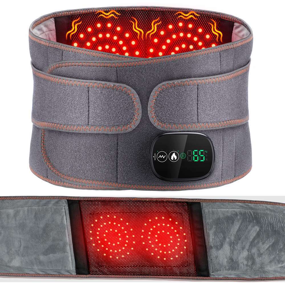 Electric Dual Infrared Light Heat Back Massager Waist Brace Lumbar Support Belt