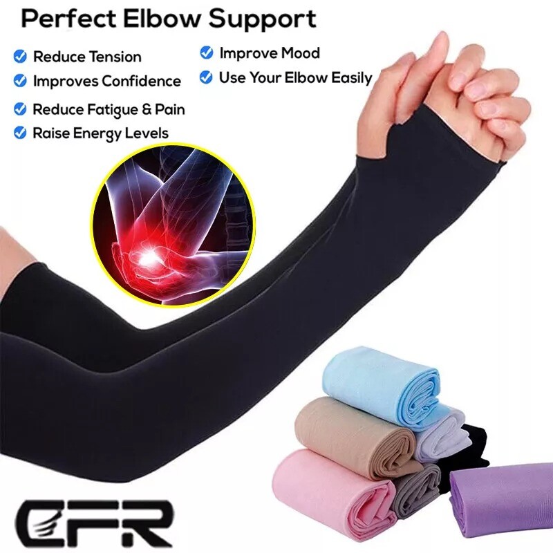1/2 Pairs Arm Sleeve Sports Elbow Brace Support Wraps Compression UV Protect US