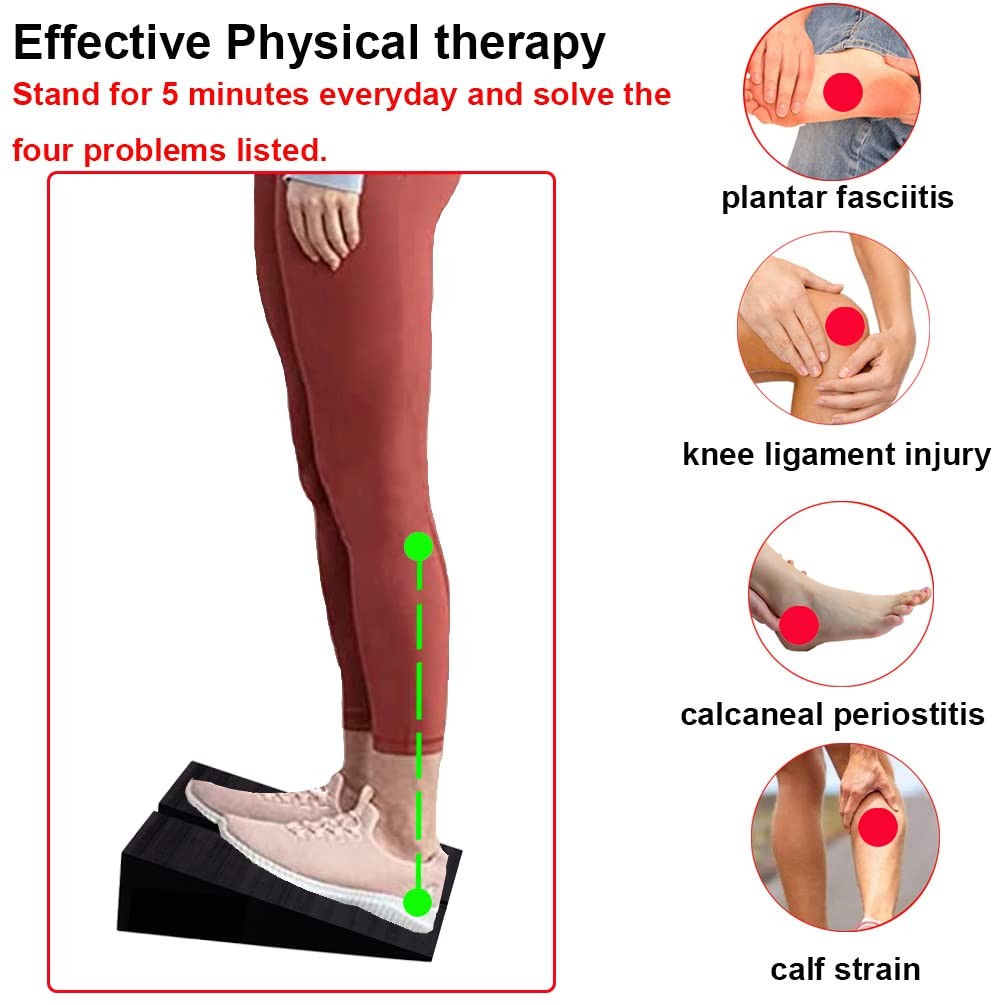 Squat Wedge Block Non Slip Slant Board Calf Stretcher 2pcs Ankle Knee Leg